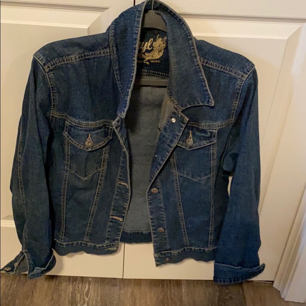 Distressed jeans jacket